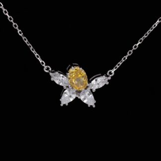 Kiana Yellow Flower Design Pendant Necklace With High Quality Simulated Diamonds in 925 Silver