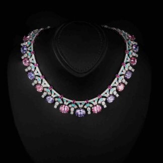 Kassidy Multi Color Necklace With High Quality Simulated Diamonds in 925 Silver