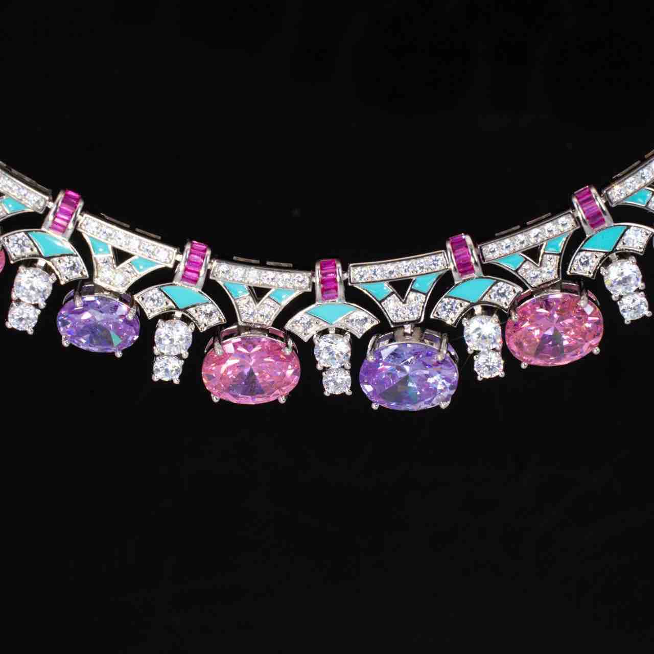 Kassidy Multi Color Necklace With High Quality Simulated Diamonds in 925 Silver - Image 4