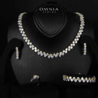 Hessa Yellow and Whte Luxury Bridal Full Set in High Quality Simulated Diamonds