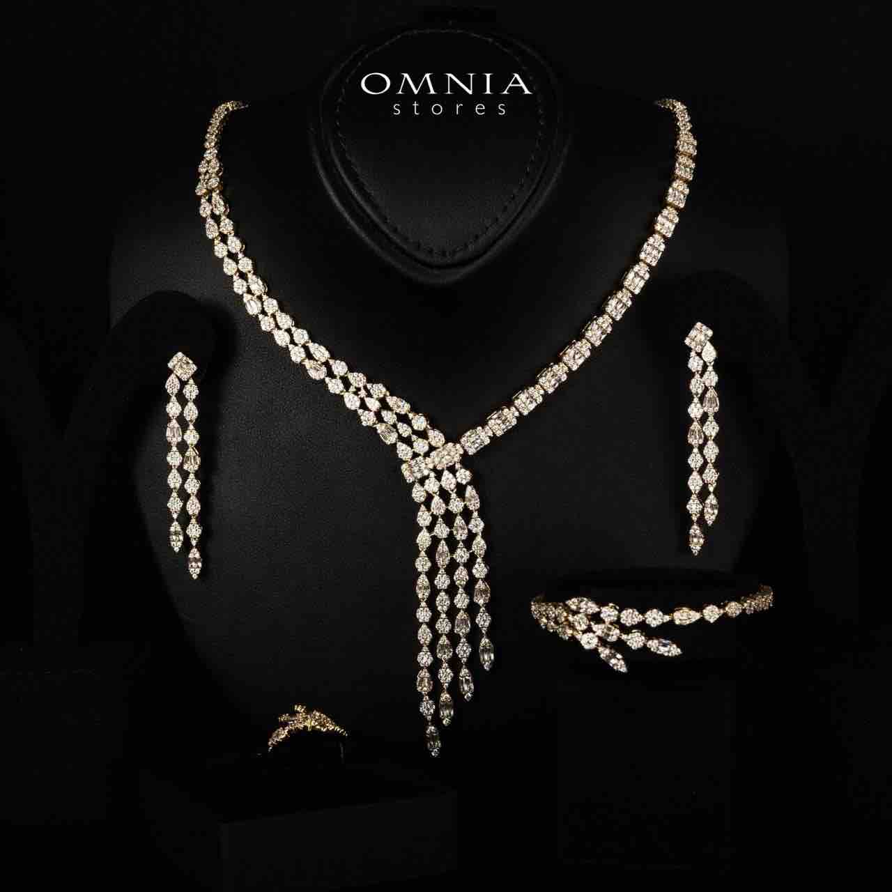 Arwen Gold Luxury Bridal Full Set with High-Quality Simulated Diamonds Rhodium Plated