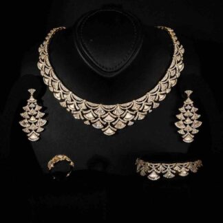 Bita Gold Luxury Bridal Full Set in High Quality Zircon Stone in Rhodium Plated