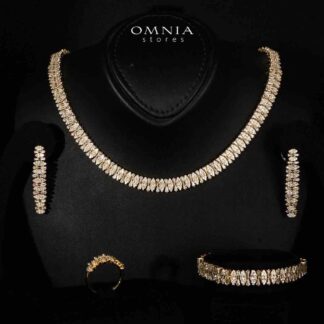 Manahil Gold Luxury Bridal Full Set in High Quality Zircon Stone Rhodium Plated
