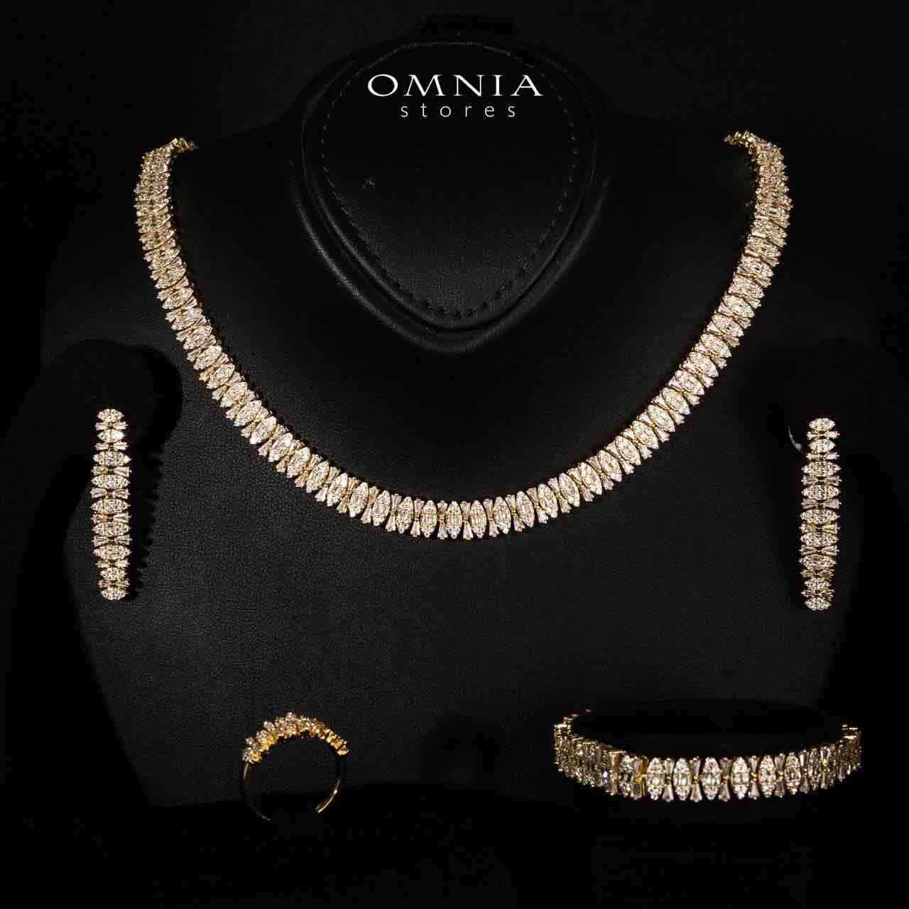 Manahil Gold Luxury Bridal Full Set in High Quality Zircon Stone Rhodium Plated