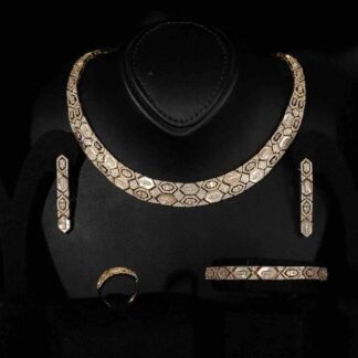 Raya Gold Luxury Bridal Full Set Accessories in High Quality Zircon Stone in Rhodium Plated