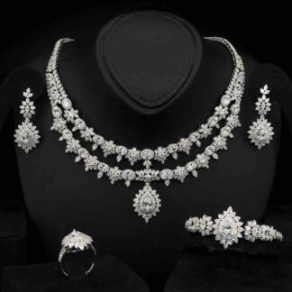 Osha White Bridal Full Set in 925 Silver High Quality Simulated Diamonds