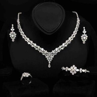Alora White Bridal Full Set in 925 Silver High Quality Simulated Diamonds