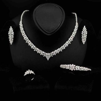 Emelia White Bridal Full Set in 925 Silver High Quality Simulated Diamonds