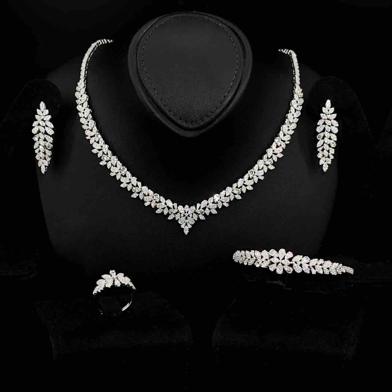 Emelia White Bridal Full Set in 925 Silver High Quality Simulated Diamonds