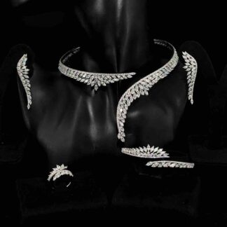 Claire White Bridal Full Set in 925 Silver High Quality Simulated Diamonds