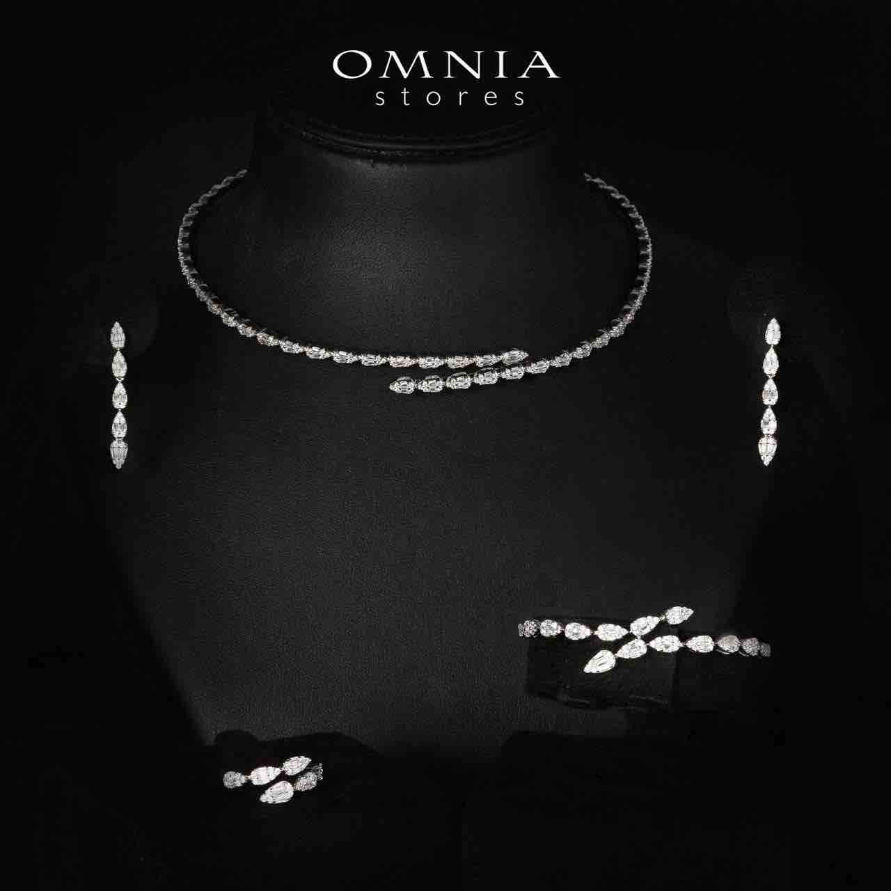 Elanie White Bridal Choker Full Set in 925 Silver High Quality Simulated Diamonds