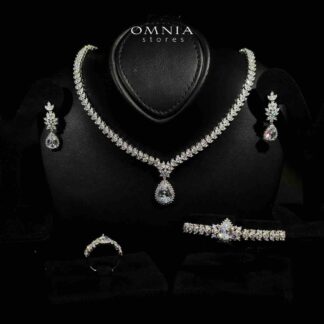 Lyra White Bridal Choker Full Set in 925 Silver High Quality Simulated Diamonds