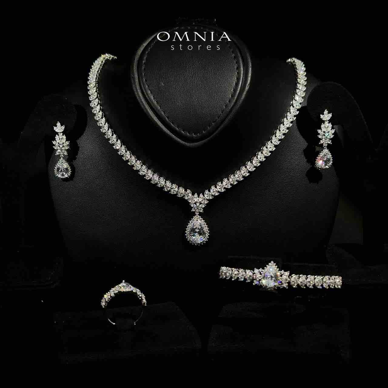 Lyra White Bridal Choker Full Set in 925 Silver High Quality Simulated Diamonds