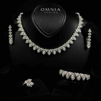 Helena White Bridal Choker Full Set in 925 Silver High Quality Simulated Diamonds