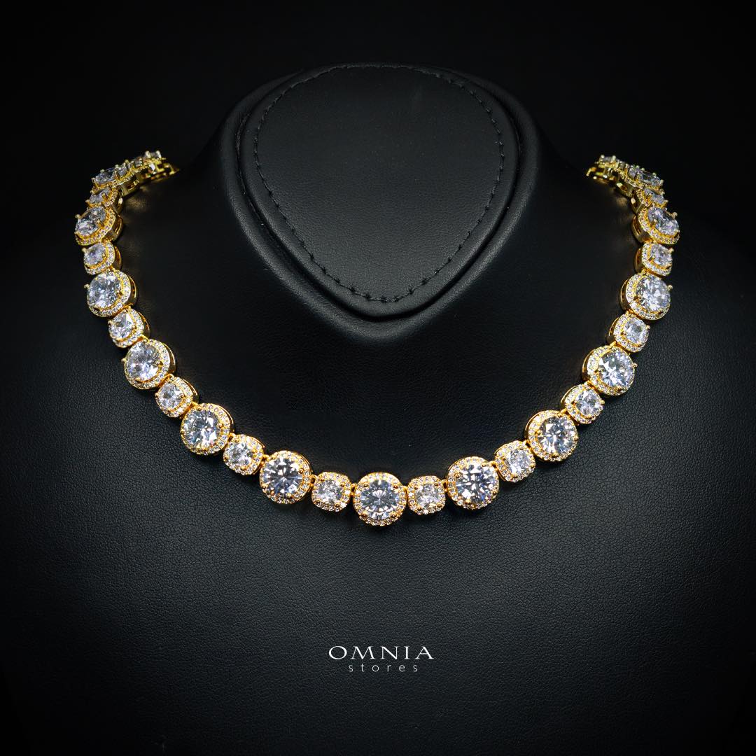 Omnia Lilian Gold Bridal Full Set in High Quality Simulated Diamonds Rhodium Plated - Image 2