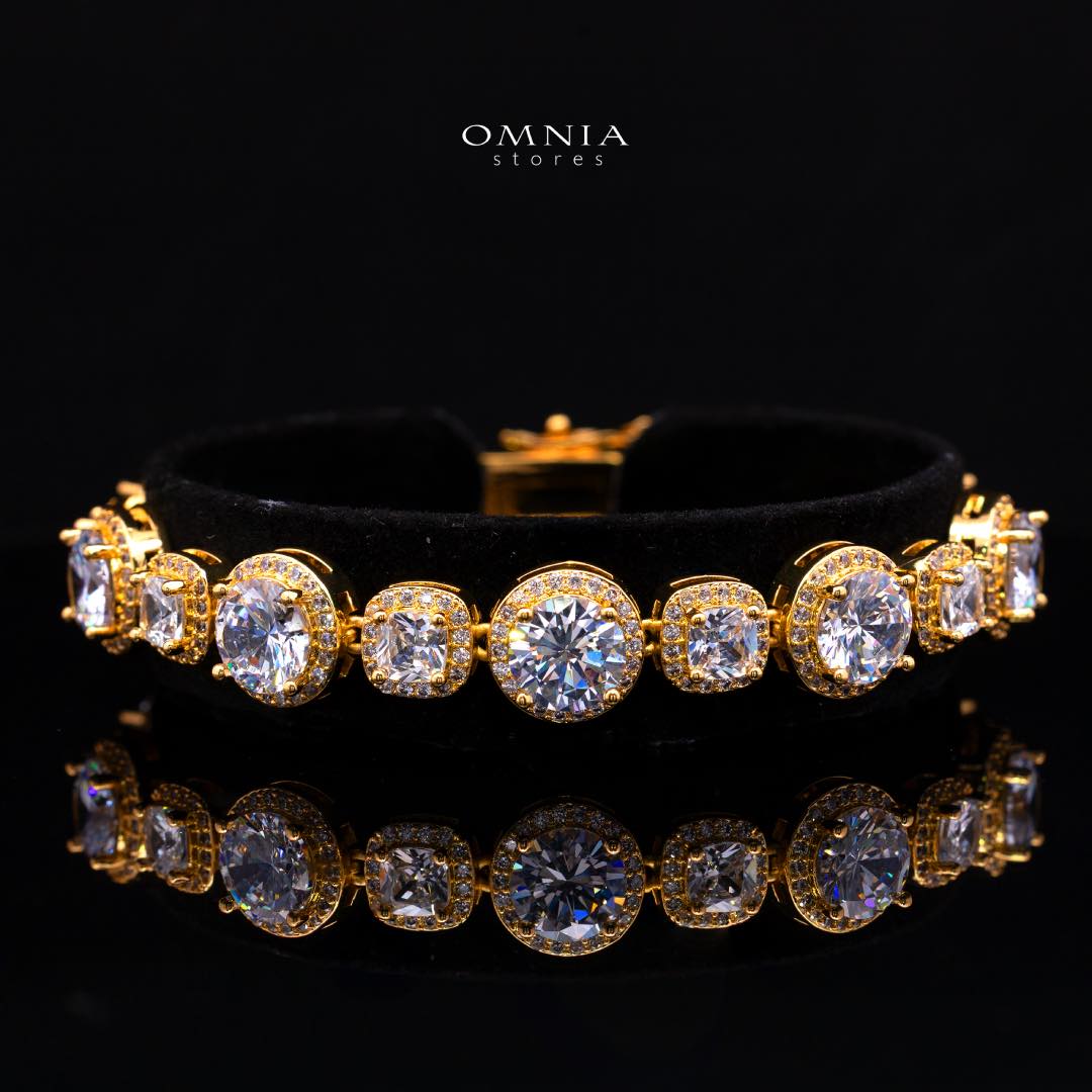 Omnia Lilian Gold Bridal Full Set in High Quality Simulated Diamonds Rhodium Plated - Image 3