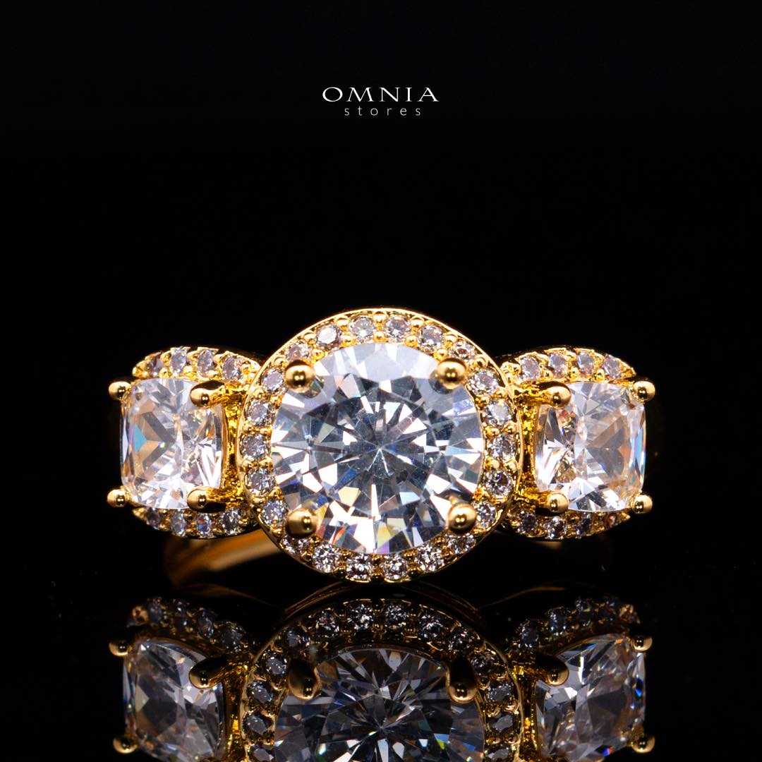 Omnia Lilian Gold Bridal Full Set in High Quality Simulated Diamonds Rhodium Plated - Image 4