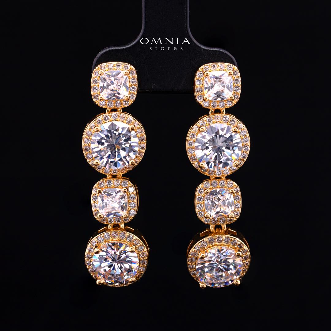 Omnia Lilian Gold Bridal Full Set in High Quality Simulated Diamonds Rhodium Plated - Image 5
