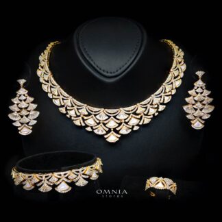 Bita Gold Luxury Bridal Full Set in High Quality Zircon Stone in Rhodium Plated