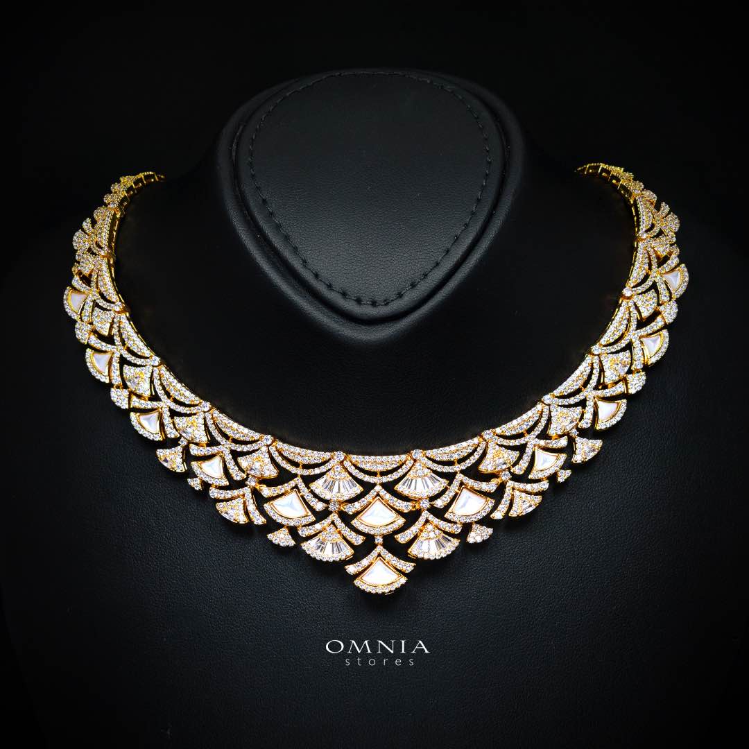 Bita Gold Luxury Bridal Full Set in High Quality Zircon Stone in Rhodium Plated - Image 2