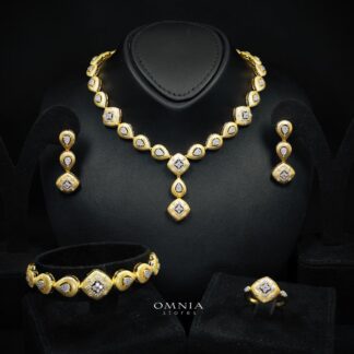 Natalia Gold Plated Luxury Bridal Full Set in 925 Silver High Quality Simulated Diamonds