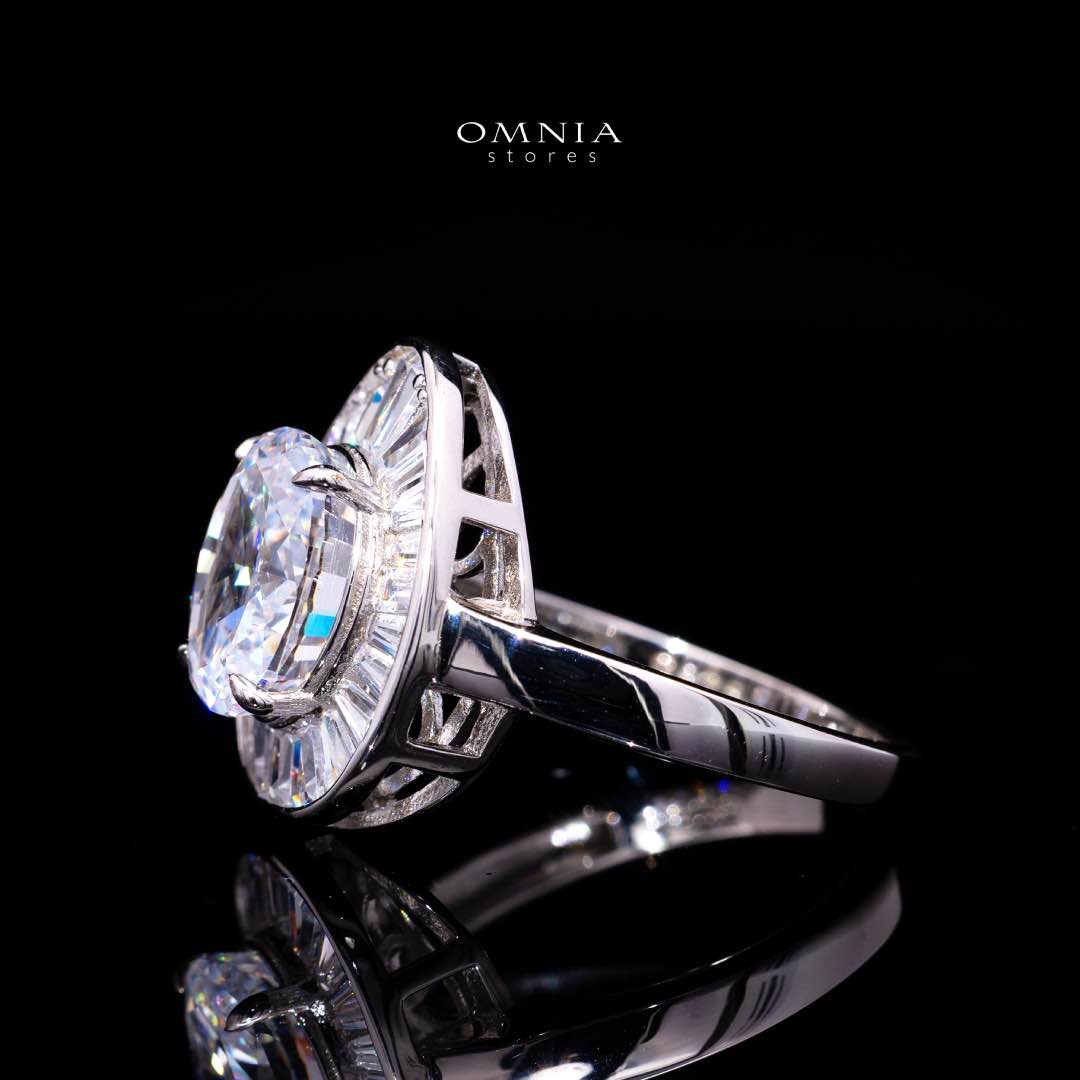 Irene White Pear Ring With High Quality Simulated Diamonds in 925 Silver - Image 2