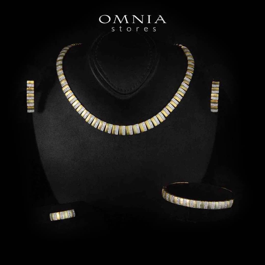 Melanie Gold Plated Luxury Bridal Full Set in 925 Silver High Quality Simulated Diamonds - Image 2