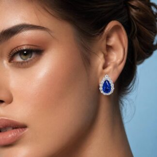 Emoni Blue Pear Cut Certified Lab Crafted Earrings With High Quality 925 Silver
