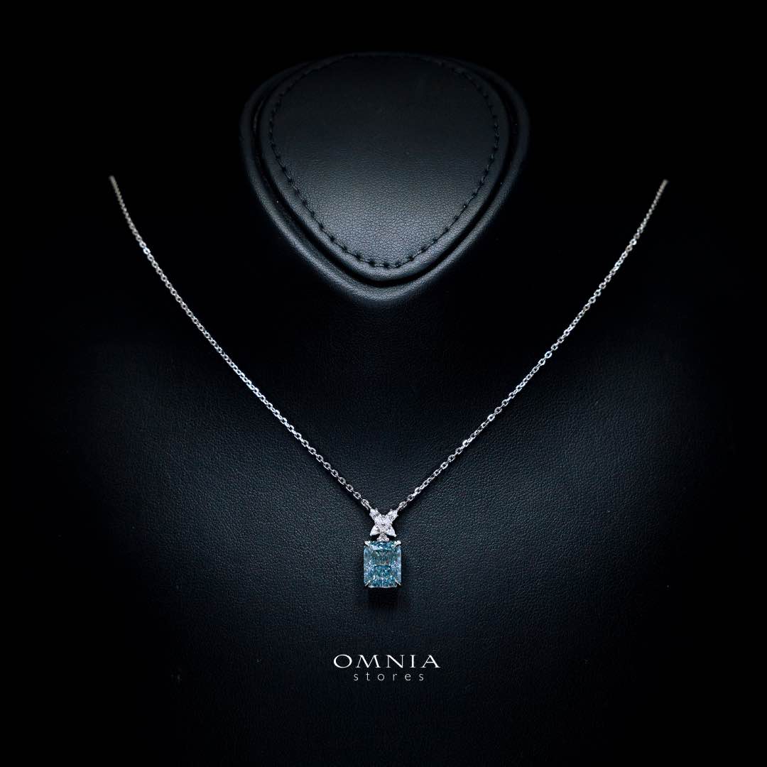 Elana White and Blue Floral Certified Lab Crafted Pendant Necklace With High Quality 925 Silver - Image 2