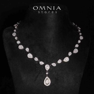 Omnia Amaira White Necklace With High Quality Certified Lab Crafted Stones In 925 Silver