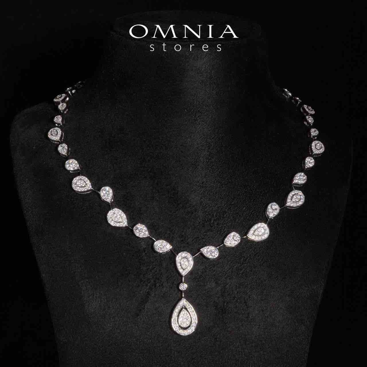 Omnia Amaira White Necklace With High Quality Certified Lab Crafted Stones In 925 Silver