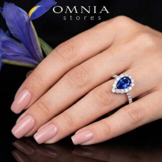 Emoni Blue Pear Cut Certified Lab Crafted Ring With High Quality 925 Silver