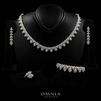 Helena White Bridal Choker Full Set in 925 Silver High Quality Simulated Diamonds