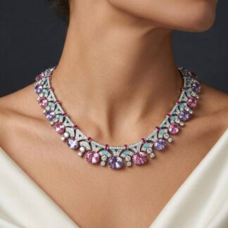 Kassidy Multi Color Necklace With High Quality Simulated Diamonds in 925 Silver