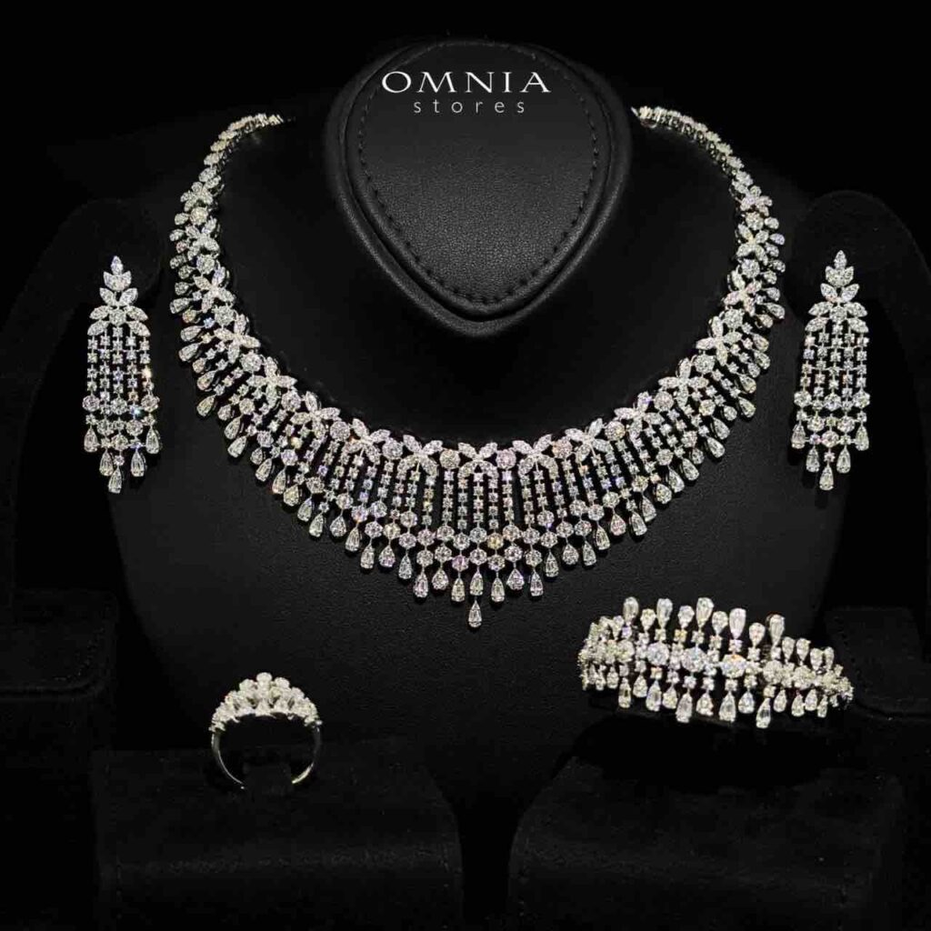 Kawthar White Bridal Full Set in 925 Silver High Quality Simulated Diamonds(size 16 only available in ksa )