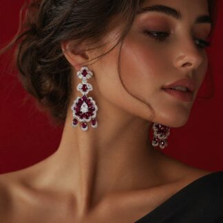 Rayna Red Certified Lab Crafted Drop Earrings With High Quality 925 Silver