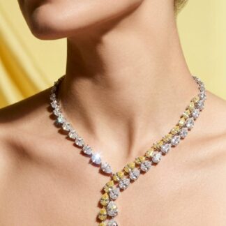 Omnia Sury White and Yellow Necklace With High Quality Simulated Diamond Stones In 925 Silver