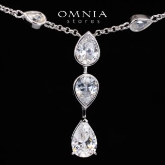 Omnia Zaida White Necklace With High Quality Certified Lab Crafted Stones In 925 Silver