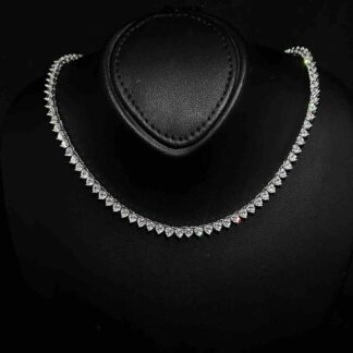 Agna Heart 4.0mm White Simulated Diamonds Tennis Necklace in 925 Silver