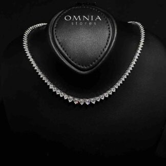 Teesha Heart 11.0mm White Simulated Diamonds Tennis Necklace in 925 Silver