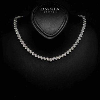 Nesa 4x6mm White Simulated Diamonds Tennis Necklace in 925 Silver