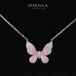 Brisa Butterfly Rose Gold Pendant Necklace in 925 Silver With High Quality Simulated Diamonds