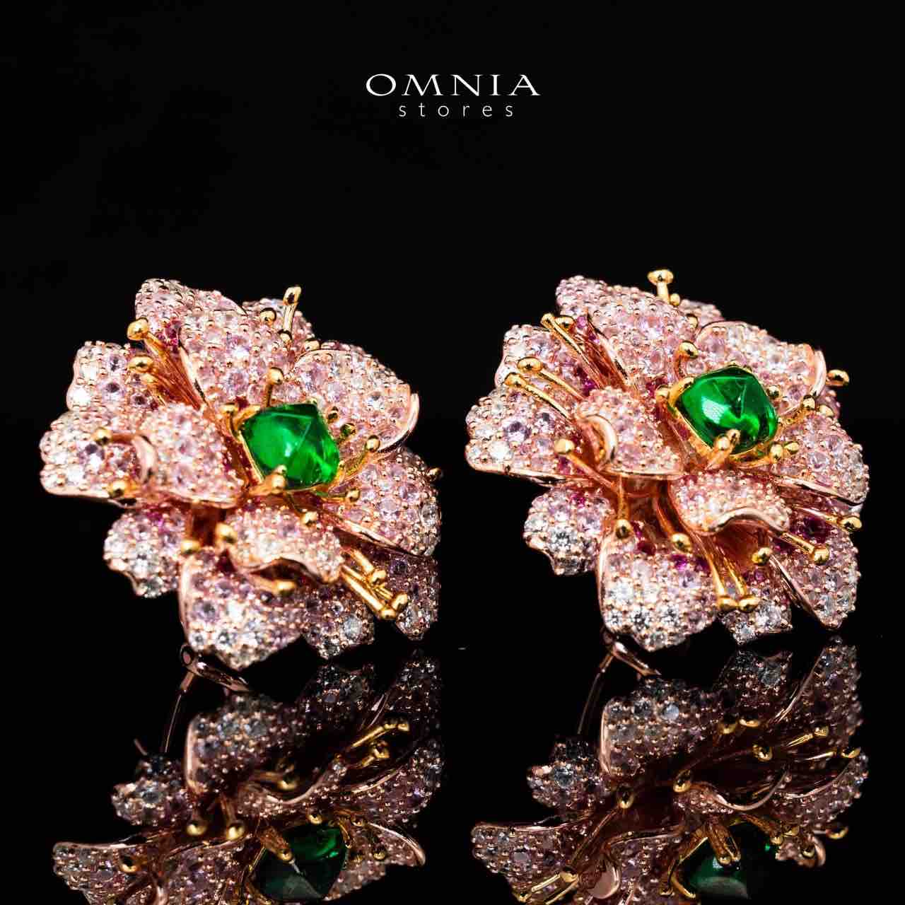 Lillie Flower Rose Gold Clip Earrings in 925 Silver With High Quality Simulated Diamonds - Image 2