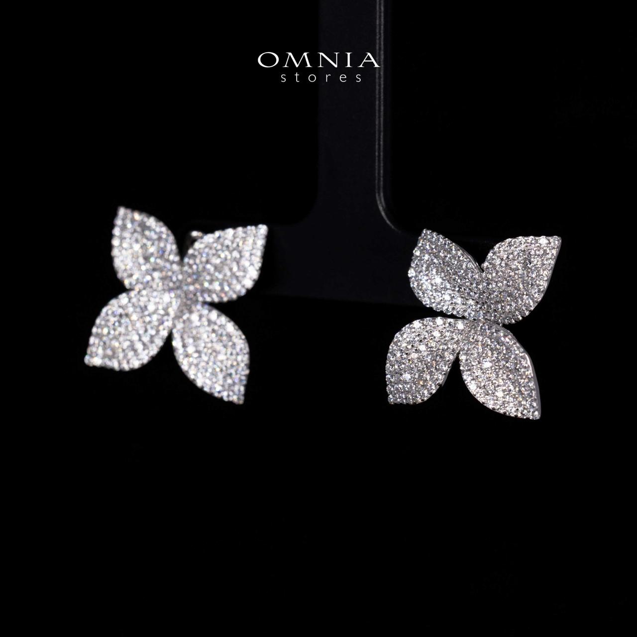 Kimora White Floral Earrings in 925 Silver With High Quality Simulated Diamonds - Image 3