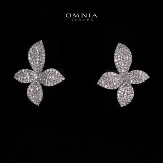 Yuna White Floral Earrings in 925 Silver With High Quality Simulated Diamonds
