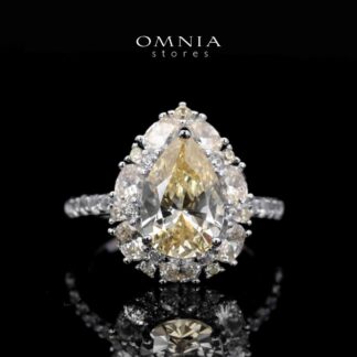 Taleeda Yellow Pear Cut Ring in 925 Silver With High Quality Simulated Diamonds