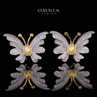 Alara Yellow Butterfly Clip Earrings in 925 Silver With High Quality Simulated Diamonds