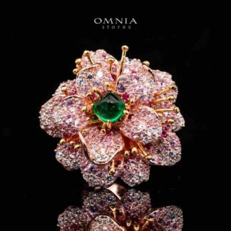 Lillie Flower Rose Gold Ring in 925 Silver With High Quality Simulated Diamonds