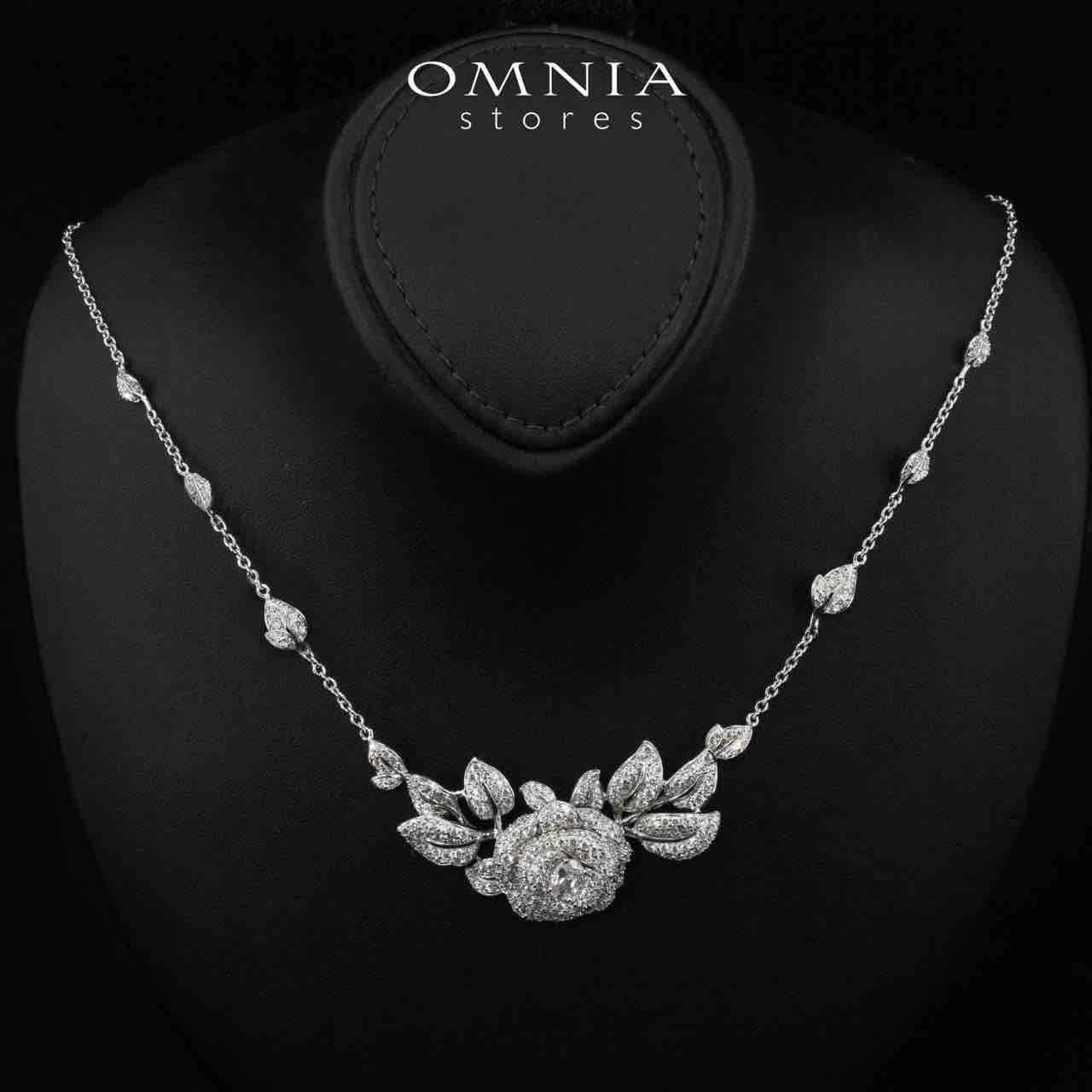 Eiza Rose Leaf Necklace In 925 Silver With High Quality Simulated Diamonds - Image 3
