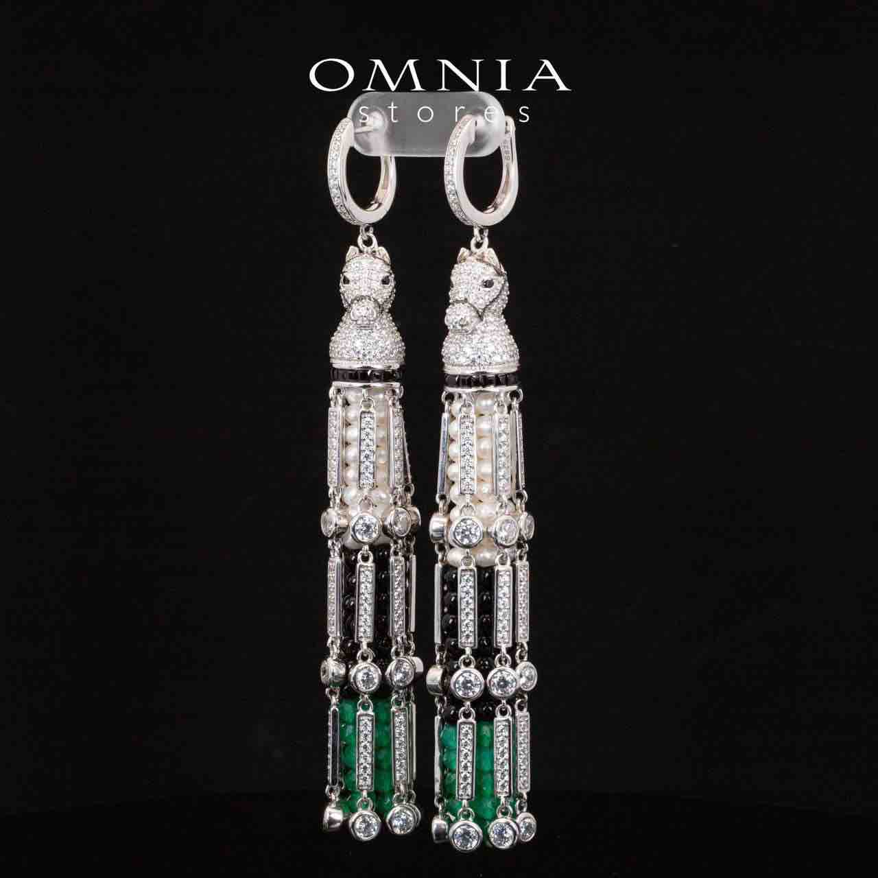 Omnia Vania Multi Color Horse Design Long Chain Necklace & Drop Earrings Set in 925 Silver With High Quality Simulated Diamonds - Image 4